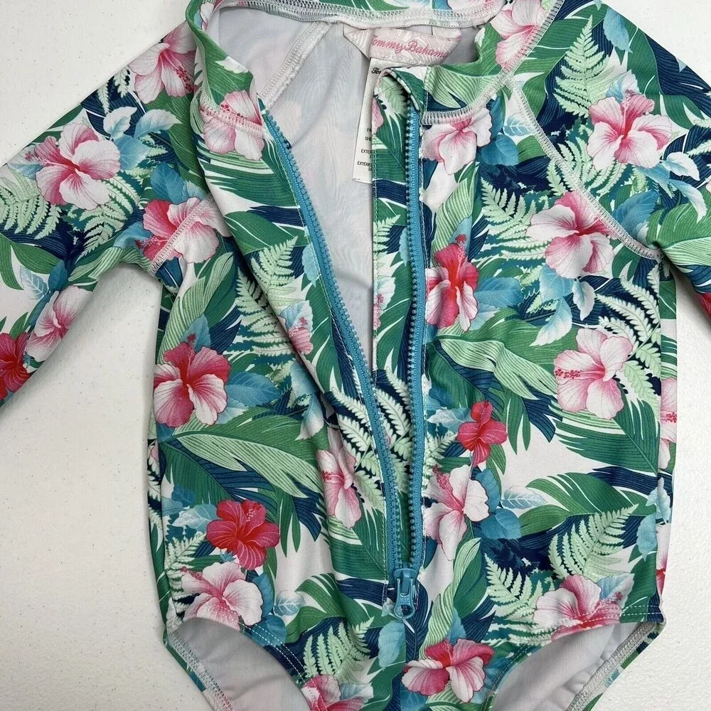 Tommy‎ Bahama Toddler 12 Months Swim Suit Girls One Piece Rash Guard Sun Protect